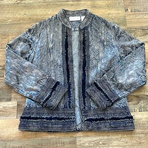 Vintage silver/ice blue Brocade Jacket